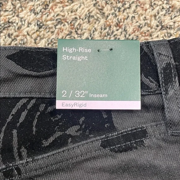 Wild Fable Flocked Floral High Rise Straight Leg Easy Rigid Black Jeans | NWT! - Picture 8 of 11